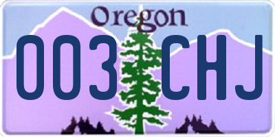 OR license plate 003CHJ