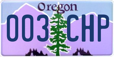OR license plate 003CHP