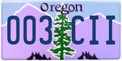 OR license plate 003CII