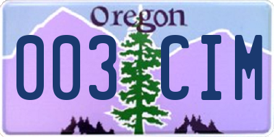 OR license plate 003CIM