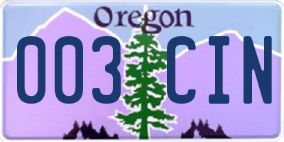 OR license plate 003CIN