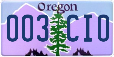 OR license plate 003CIO