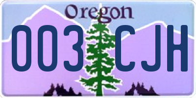 OR license plate 003CJH