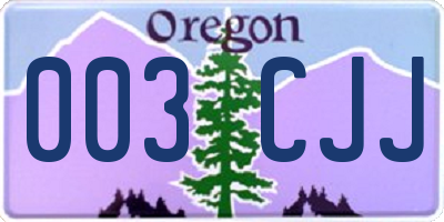 OR license plate 003CJJ