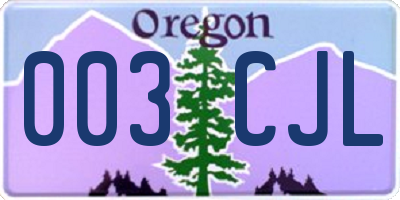 OR license plate 003CJL