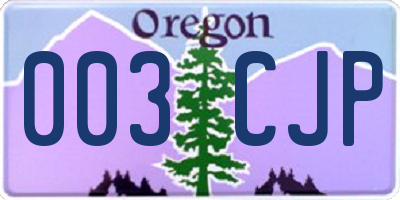 OR license plate 003CJP