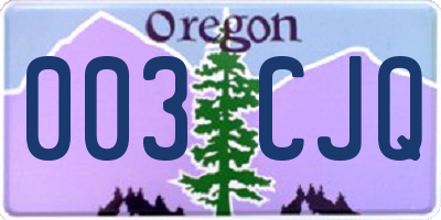 OR license plate 003CJQ