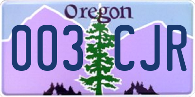 OR license plate 003CJR