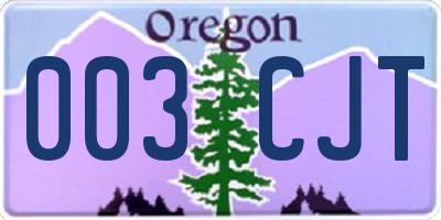 OR license plate 003CJT