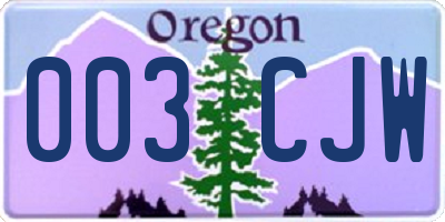 OR license plate 003CJW