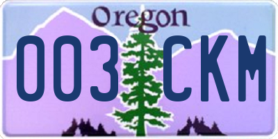 OR license plate 003CKM