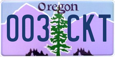 OR license plate 003CKT