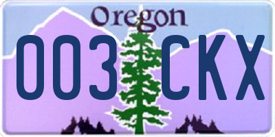 OR license plate 003CKX