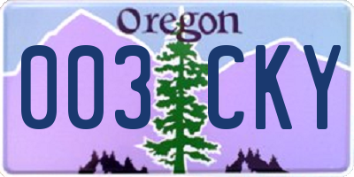 OR license plate 003CKY