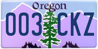 OR license plate 003CKZ