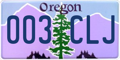 OR license plate 003CLJ