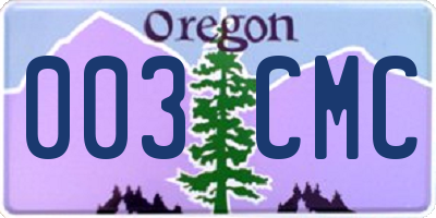 OR license plate 003CMC