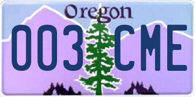 OR license plate 003CME