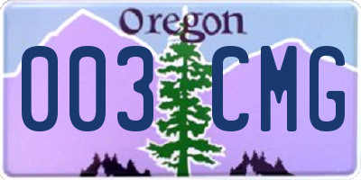 OR license plate 003CMG