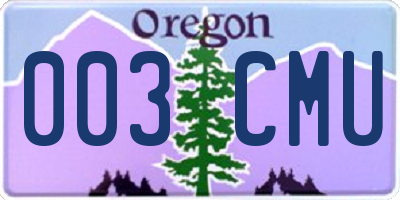 OR license plate 003CMU