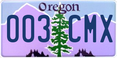 OR license plate 003CMX
