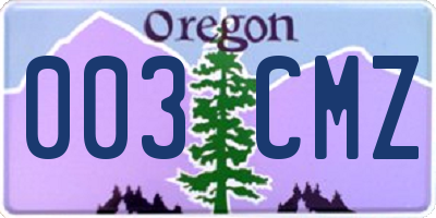OR license plate 003CMZ