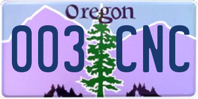 OR license plate 003CNC