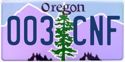 OR license plate 003CNF