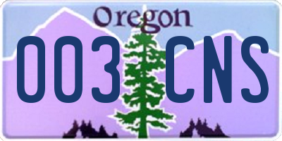 OR license plate 003CNS