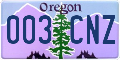 OR license plate 003CNZ