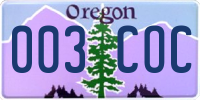 OR license plate 003COC