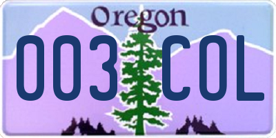 OR license plate 003COL
