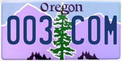 OR license plate 003COM