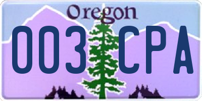 OR license plate 003CPA