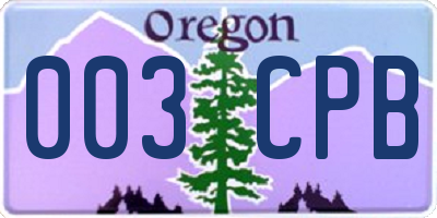 OR license plate 003CPB