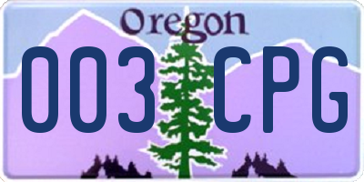 OR license plate 003CPG
