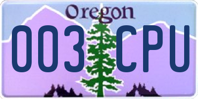 OR license plate 003CPU