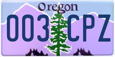 OR license plate 003CPZ