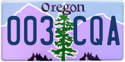 OR license plate 003CQA