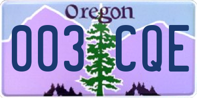OR license plate 003CQE