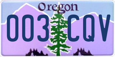 OR license plate 003CQV