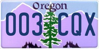 OR license plate 003CQX