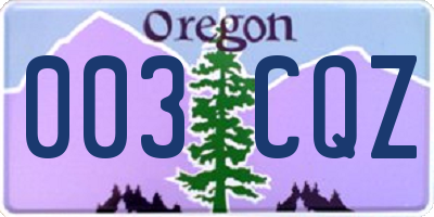 OR license plate 003CQZ