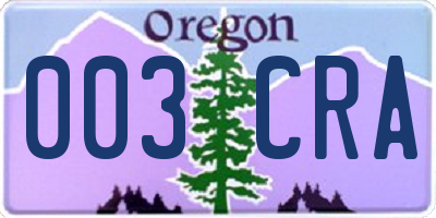 OR license plate 003CRA