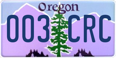 OR license plate 003CRC
