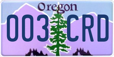 OR license plate 003CRD