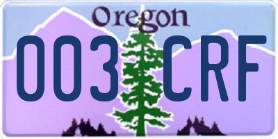 OR license plate 003CRF