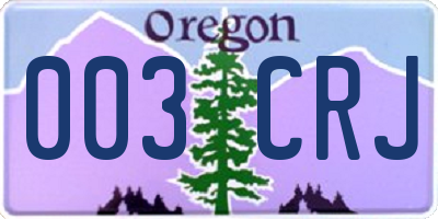 OR license plate 003CRJ