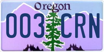 OR license plate 003CRN