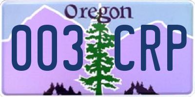 OR license plate 003CRP